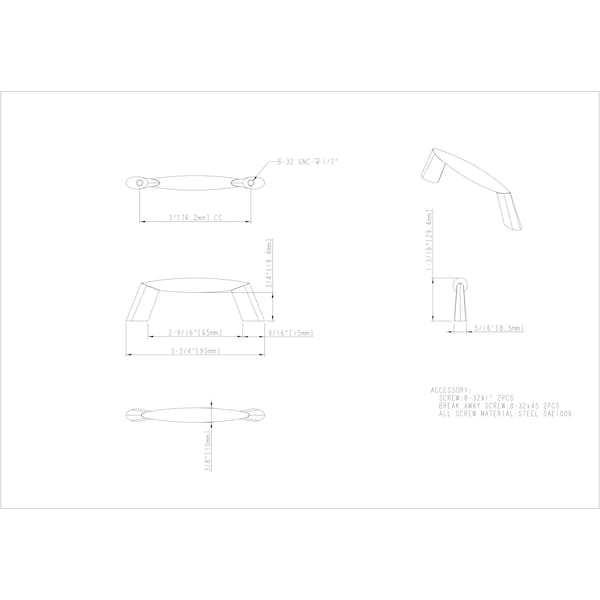 Elements By Hardware Resources 3" Center-to-Center Satin Nickel Zachary Cabinet Pull - 988-3SN