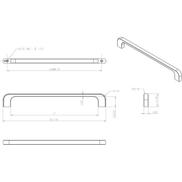 Jeffrey Alexander 192 mm Center-to-Center Satin Bronze Alvar Cabinet Pull - 264-192SBZ