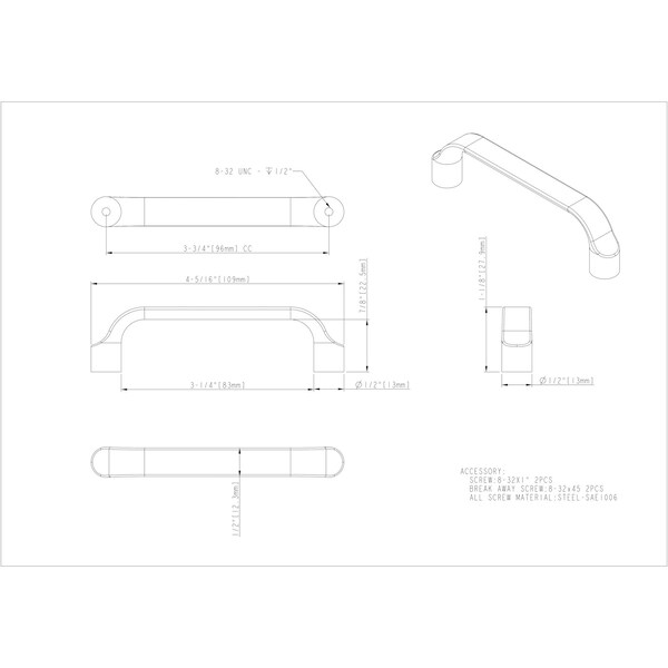 Elements By Hardware Resources 96 mm Center-to-Center Matte Black Brenton Cabinet Pull - 239-96MB