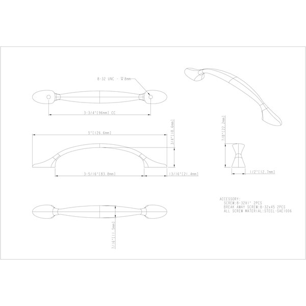 Elements By Hardware Resources 96 mm Center-to-Center Satin Bronze Arched Somerset Cabinet Pull - 80814-SBZ