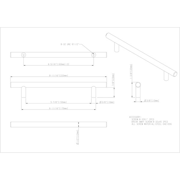 Elements By Hardware Resources 160 mm Center-to-Center Brushed Gold Naples Cabinet Bar Pull - 220BG
