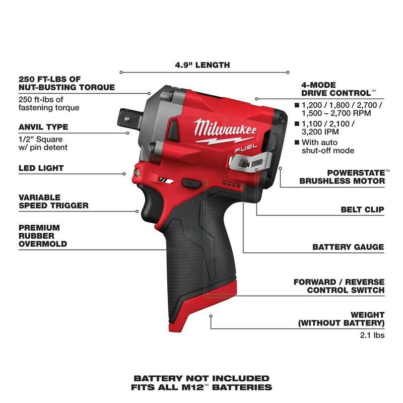 Milwaukee M12 FUEL One-Key 12-Volt Lithium-Ion Brushless Cordless 1/2 in. Digital Torque Wrench and 1/2 in. Impact Wrench (2-Tool) - 2466-20-2555P-20