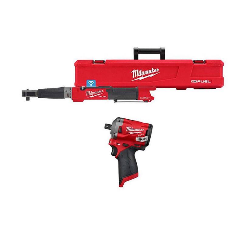 Milwaukee M12 FUEL One-Key 12-Volt Lithium-Ion Brushless Cordless 1/2 in. Digital Torque Wrench and 1/2 in. Impact Wrench (2-Tool) - 2466-20-2555P-20