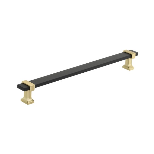 Amerock Overton 8-13/16 in 224 mm Center-to-Center Brushed Matte Black/Brushed Gold Cabinet Pull - BP36684BMBBGL