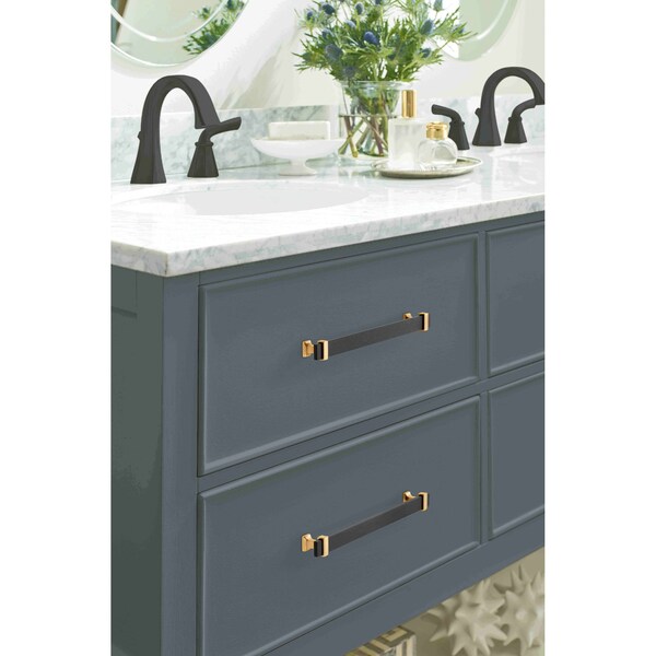 Amerock Overton 8-13/16 in 224 mm Center-to-Center Brushed Matte Black/Brushed Gold Cabinet Pull - BP36684BMBBGL