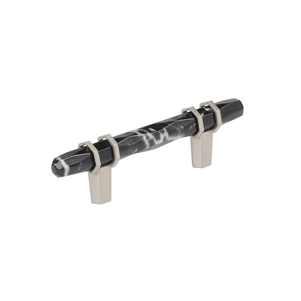 Amerock Carrione 3 inch 76mm Center-to-Center Marble Black/Satin Nickel Cabinet Pull - BP36639MBKG10