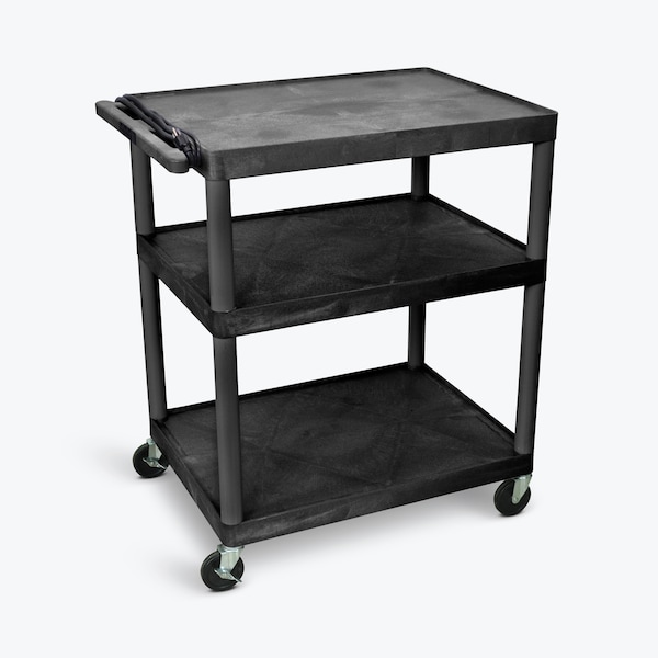 Luxor Endura Black 3 Shelf Presentation Cart 40 1/4"H - LP40E-B