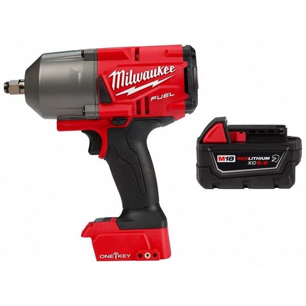 Milwaukee Tool Impact Wrench and Battery, Friction Ring - 2863-20, 48-11-1850R