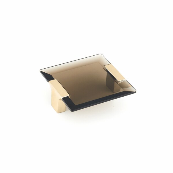 Schaub 2-1/2in Center to Center Positano Smoke Cabinet Pull Signature Satin Brass Finish - 315-SSB-SM