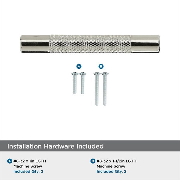 Amerock Bronx 3 in & 3-3/4 in 76mm & 96 mm Center-to-Center Polished Nickel Cabinet Pull - BP36557PN
