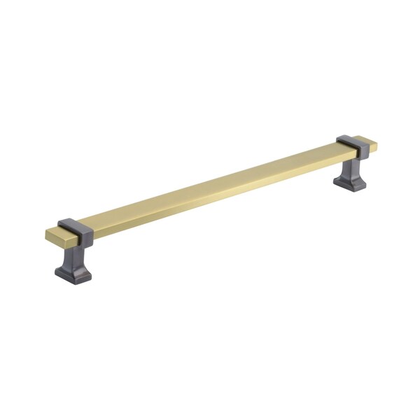 Amerock Overton 8-13/16 in 224 mm Center-to-Center Brushed Gold/Black Chrome Cabinet Pull - BP36684BGLBCR