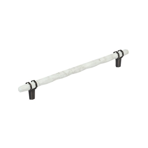 Amerock Carrione 10-1/16 inch 256mm Center-to-Center Marble White/Oil-Rubbed Bronze Cabinet Pull - BP36664MWORB