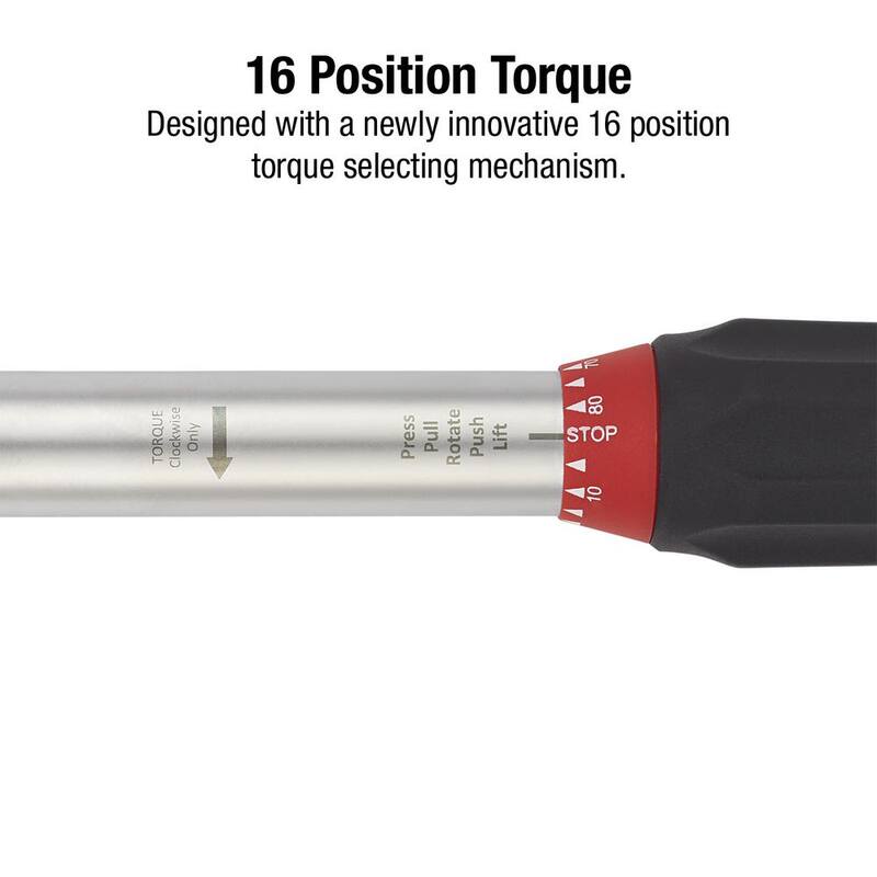 SUNEX TOOLS 3/8 in. Drive 5 ft./lbs. to 80 ft./lbs. Indexing Torque Wrench - 30580