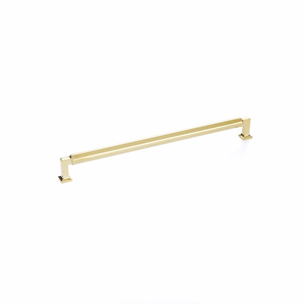 Schaub 12in Center to Center Haniburton Cabinet Pull Unlacquered Brass Finish - 481-UNBR