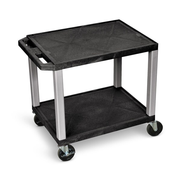 Luxor AV Cart - 26"H  - Two Shelves - Black with Nickel Legs - WT26-N