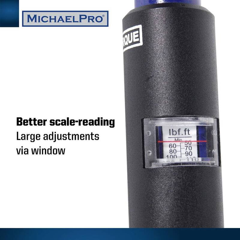 MICHAELPRO 1/2 in. Drive Click Through Torque Wrench Lug Wrench with 3 Sockets (17-19-21 MM) - MP001002