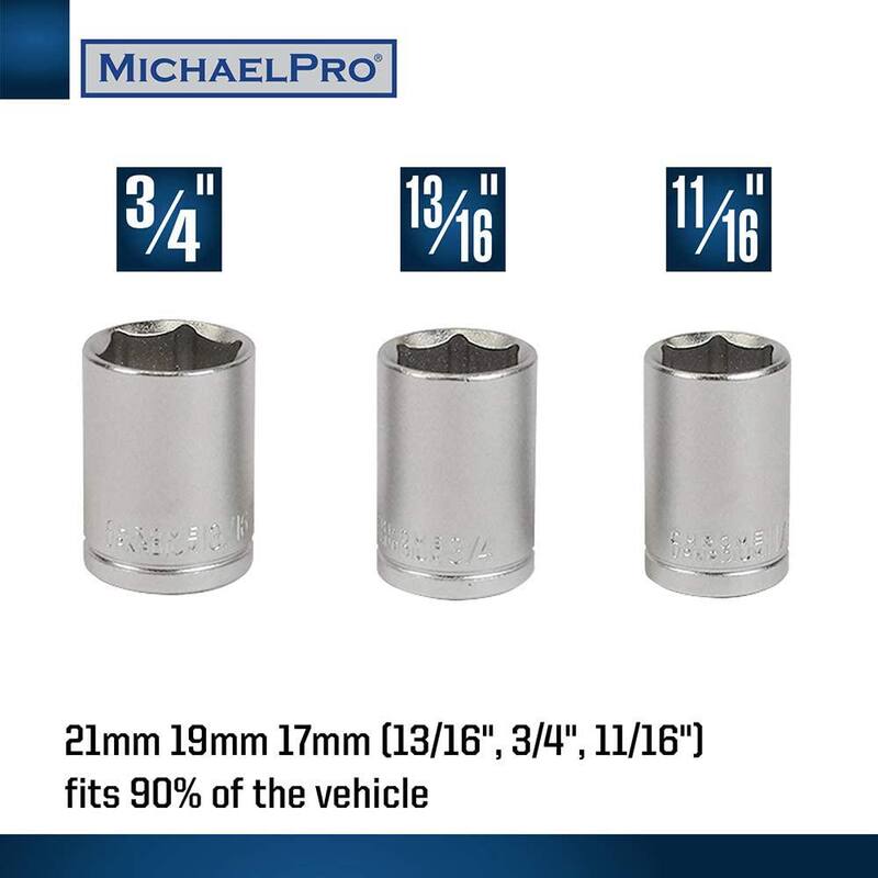MICHAELPRO 1/2 in. Drive Click Through Torque Wrench Lug Wrench with 3 Sockets (17-19-21 MM) - MP001002