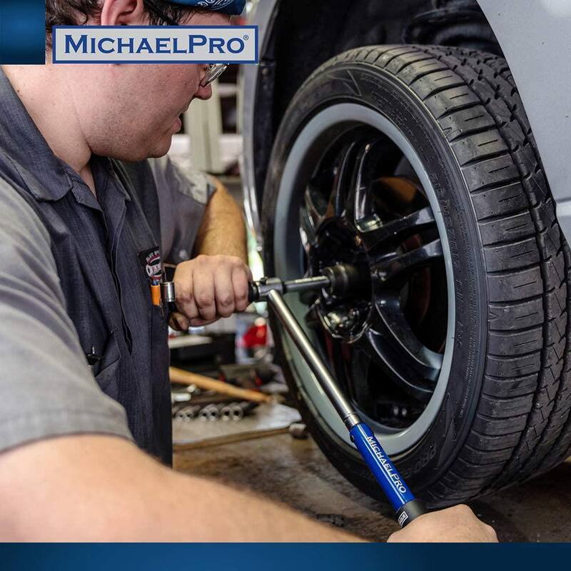MICHAELPRO 1/2 in. Drive Click Through Torque Wrench Lug Wrench with 3 Sockets (17-19-21 MM) - MP001002