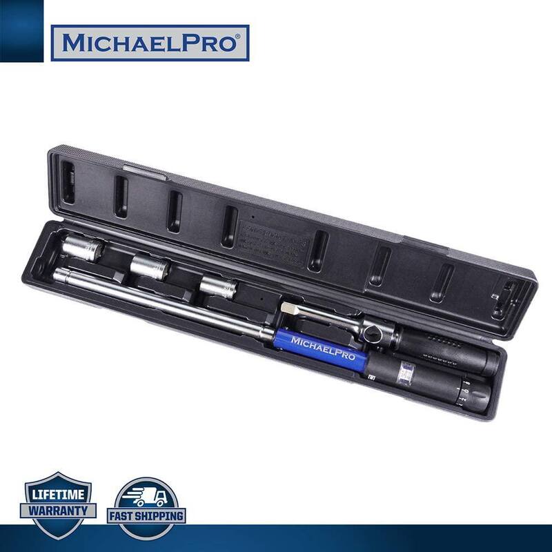 MICHAELPRO 1/2 in. Drive Click Through Torque Wrench Lug Wrench with 3 Sockets (17-19-21 MM) - MP001002