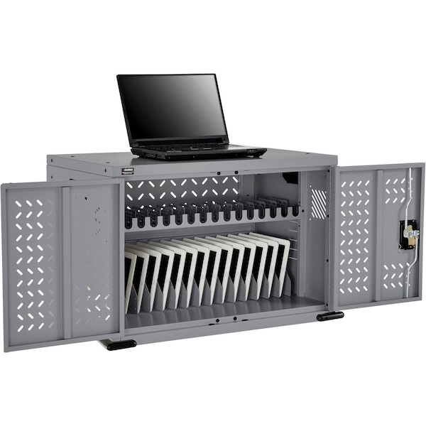 Global Industrial 16-Device Charging Cabinet for Chromebooks and Tablets, Gray, Assembled - 670051GYA