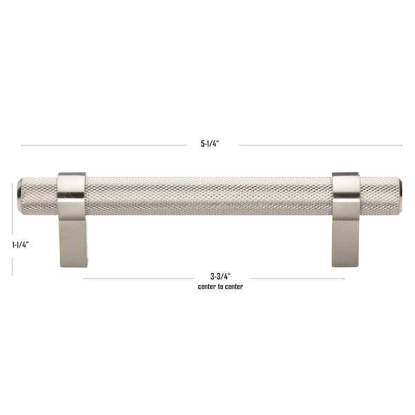 Gliderite Hardware 3-3/4 in. Center to Center Knurled Steel Bar Pull - 8006-96-SS, 10PK - 8006-96-SS-10