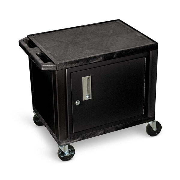 Luxor AV Cart - 26"H - Two Shelves with Cabinet - Black - WT26C2
