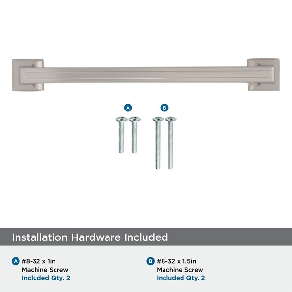 Amerock Mulholland 6-5/16 inch 160mm Center-to-Center Polished Nickel Cabinet Pull - 2000734