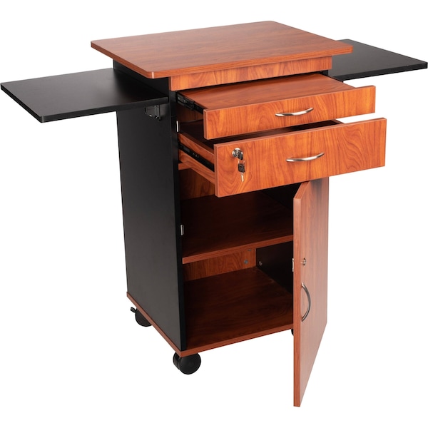 Oklahoma Sound Multimedia Cart, 38" H, 35 lb Ld Cap., Teak - MMC