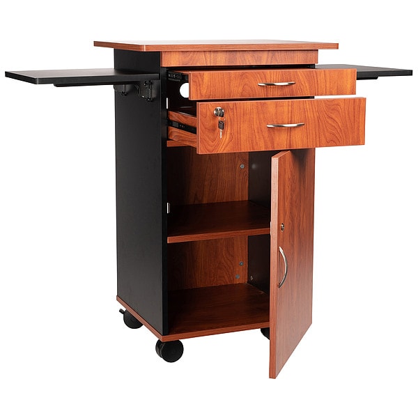 Oklahoma Sound Multimedia Cart, 38" H, 35 lb Ld Cap., Teak - MMC