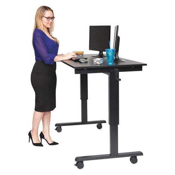 Luxor 60" High Speed Crank Adjustable Stand Up Desk - Black / Black Oak - STANDCF60-BK/BO