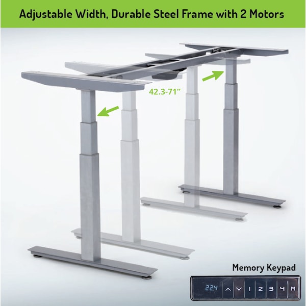 Uncaged Ergonomics Rise Up Dual Motor Electric Standing Desk Frame Legs 26.1-51.6" Gray - RUG
