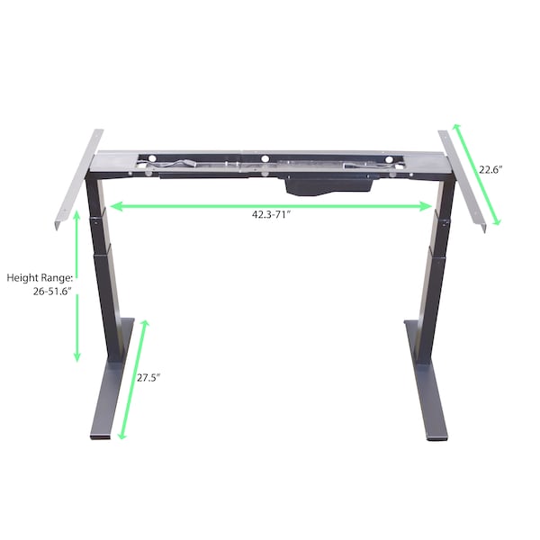 Uncaged Ergonomics Rise Up Dual Motor Electric Standing Desk Frame Legs 26.1-51.6" Gray - RUG