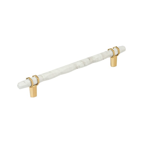 Amerock Carrione 8 inch 203mm Center-to-Center Marble White/Champagne Bronze Cabinet Pull - BP36663MWCZ
