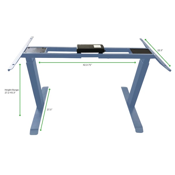Uncaged Ergonomics Rise Up Dual Motor Electric Standing Desk Frame Legs 27.2-45.3" Gray - RU2G