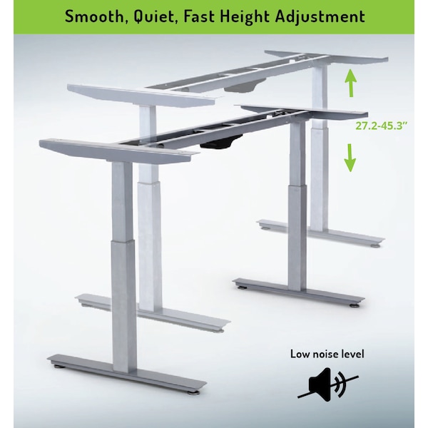Uncaged Ergonomics Rise Up Dual Motor Electric Standing Desk Frame Legs 27.2-45.3" Gray - RU2G