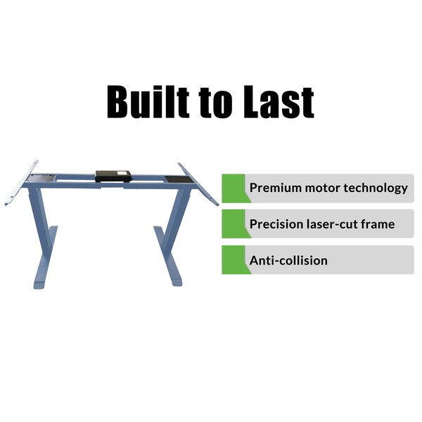 Uncaged Ergonomics Rise Up Dual Motor Electric Standing Desk Frame Legs 27.2-45.3" Gray - RU2G