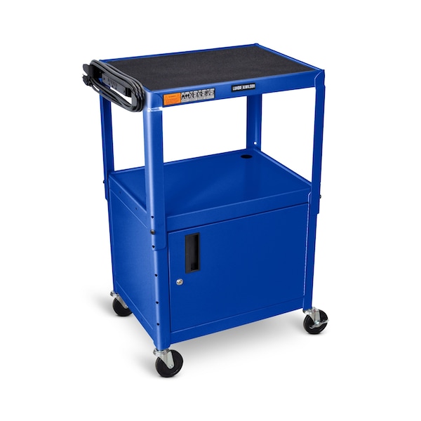Luxor Adjustable-Height Steel AV Cart - Cabinet - Royal Blue - AVJ42C-RB