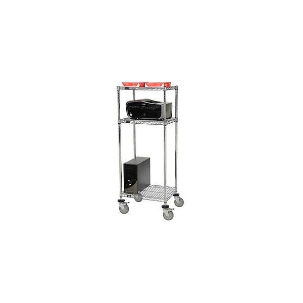 Nexel 3-Shelf Mobile Wire Printer Stand, 24inW x 18inD x 59inH, Chrome - 250118