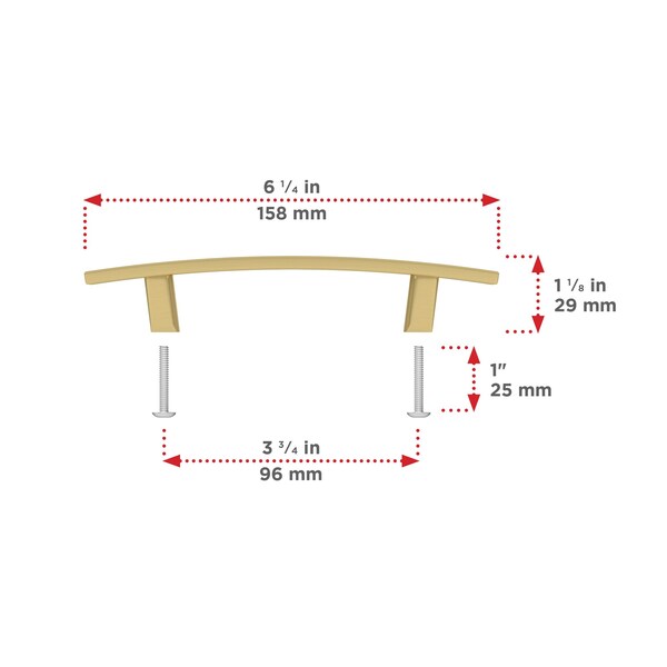 Richelieu Padova Collection 3 3/4-inch (96 mm) Satin Brass Transitional Rectangular Cabinet Bar Pull - BP65096160