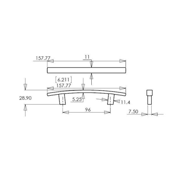 Richelieu Padova Collection 3 3/4-inch (96 mm) Satin Brass Transitional Rectangular Cabinet Bar Pull - BP65096160