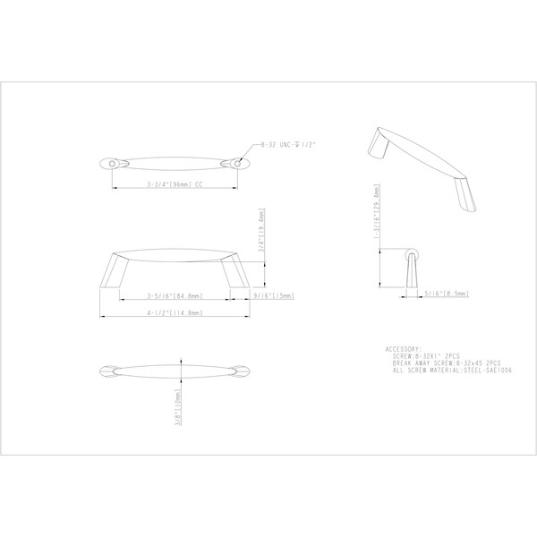 Elements By Hardware Resources 96 mm Center-to-Center Satin Nickel Zachary Cabinet Pull - 988-96SN