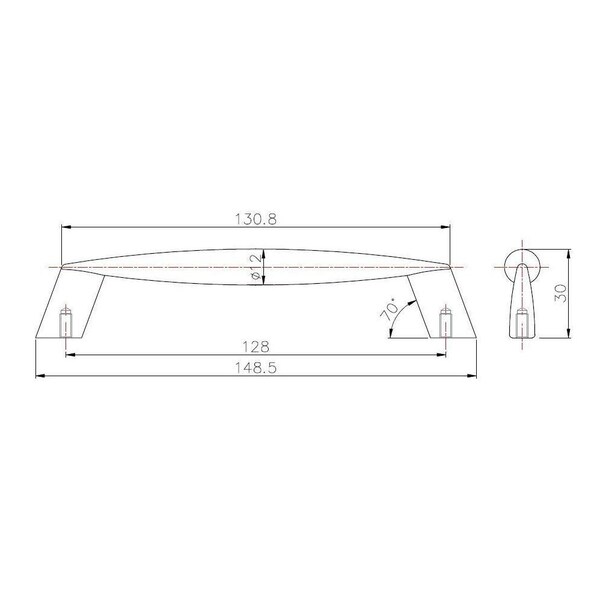 Richelieu 5-1/16 in. (128 mm) Center-to-Center Polished Nickel Contemporary Drawer Pull - BP805128180