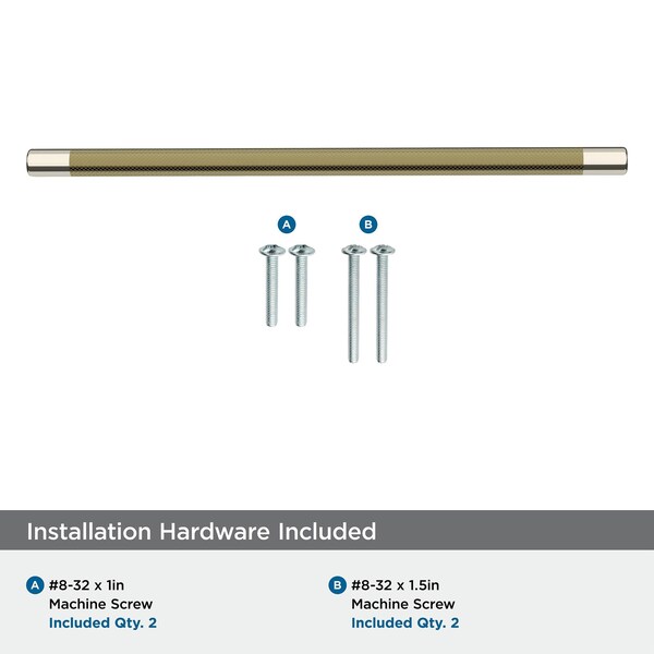 Amerock Esquire 12-5/8 in 320 mm Center-to-Center Polished Nickel/Golden Champagne Cabinet Pull - BP36561PNBBZ