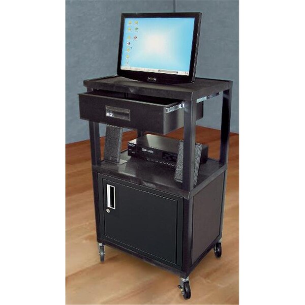 Skilledpower 44 Tall Jumbo Tuffy Cart Shelves - Black - SK78225