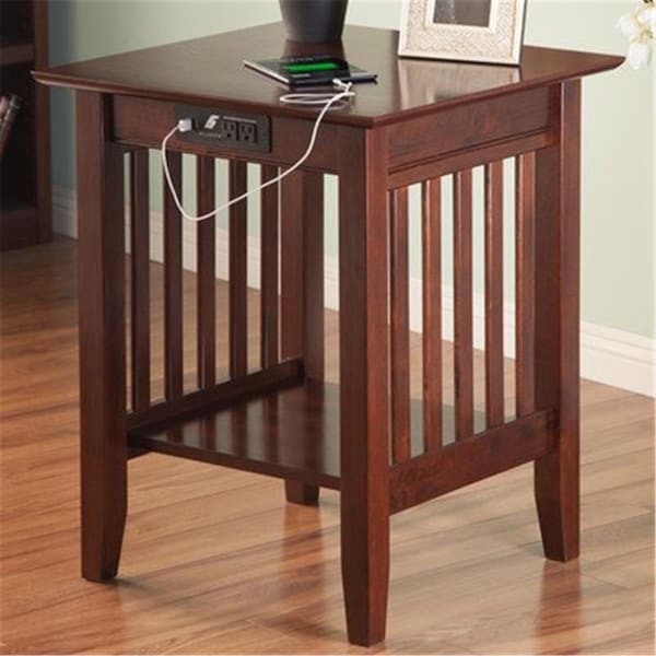 Atlantic Furniture Mission Printer Stand With Charger- Antique Walnut - AH10234