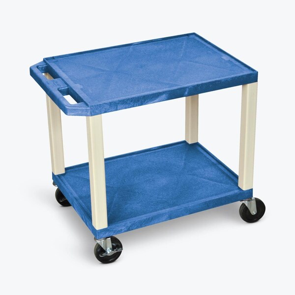 Fine-Line 26 in. Two Shelves AV Cart with Putty Legs, Blue - FI3574672