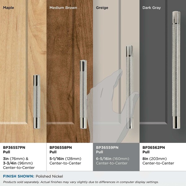 Amerock Bronx 6-5/16 in 160 mm Center-to-Center Polished Nickel Cabinet Pull - BP36559PN