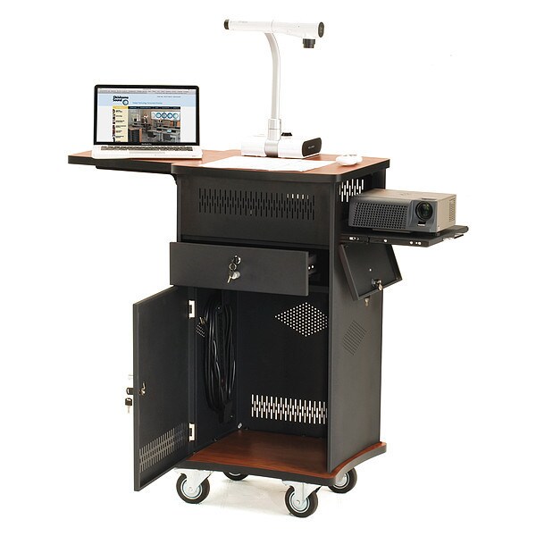 Oklahoma Sound Media Cart with Cabinet, 40 in H, Black - WZD