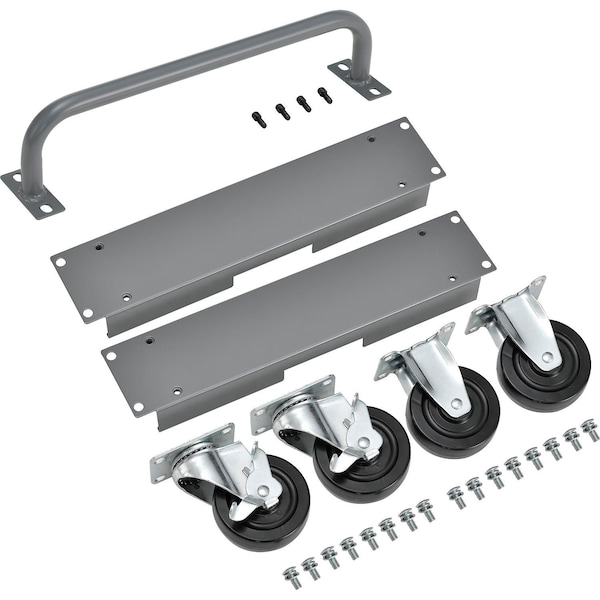 Global Industrial Caster & Handle Kit for 16-Chromebook & Laptop Charging Cabinet, Gray - 670049