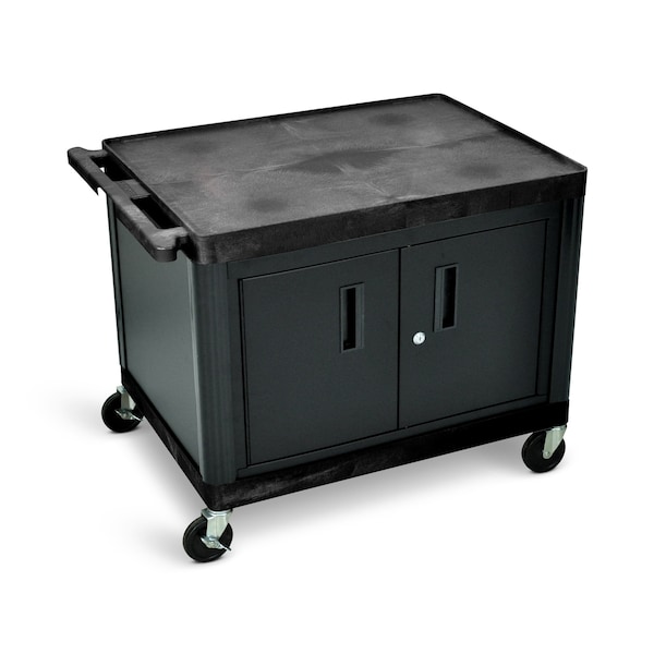 Luxor 27"H AV Cart - Two Large Shelves, Cabinet - LP27C-B